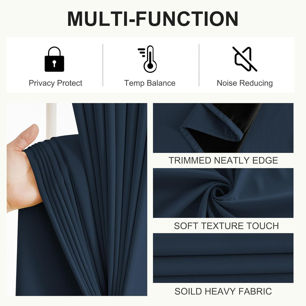 NICETOWN 100% Blackout Curtains 84 Inch Length 2 Panels Set, Thermal Insulated Long Curtains & Drapes, Room Darkening Grommet Drapes for…