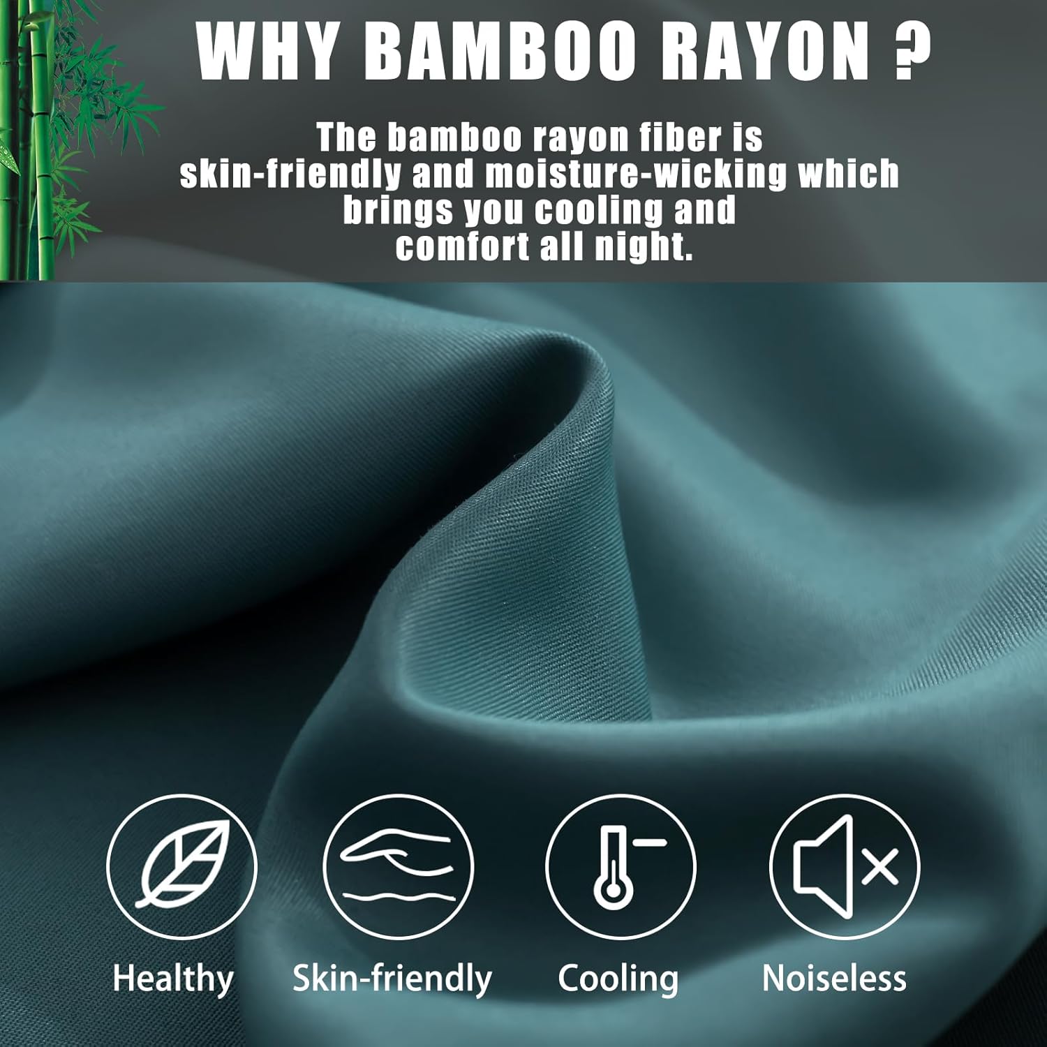 Teal Pillow Cases Queen Size 2 Pack, Bamboo Rayon Cooling Pillowcases with Envelope Closure, Cool Breathable Pillow Case for Hot Sleepers…