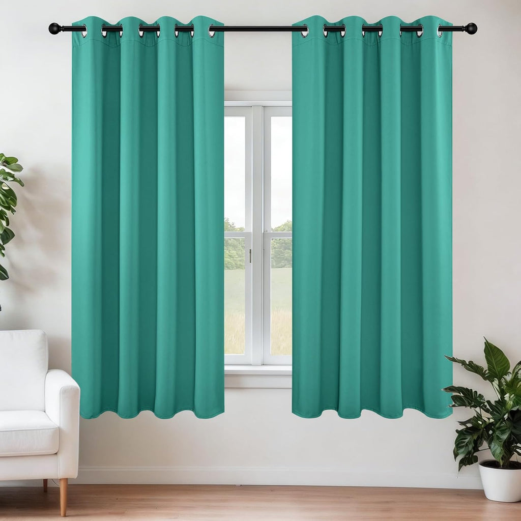 Joydeco Blackout Curtains 45 Inch Length 2 Panels Set, Thermal Insulated Long Curtains& Drapes 2 Burg, Room Darkening Grommet Drapes for Li…