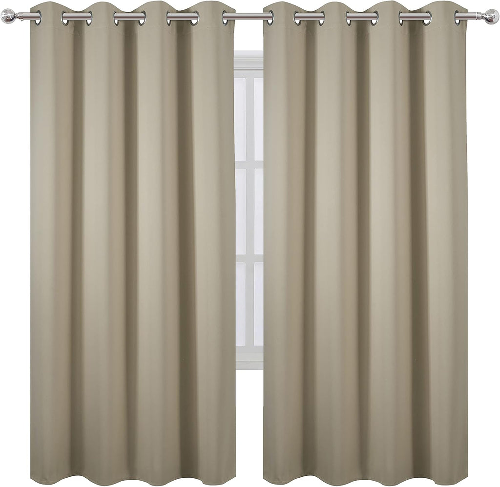 Lemomo Beige Thermal Blackout Curtains/52 x 72 Inch/Set of 2 Panels Room Darkening Curtains for Bedroom 72 Inch silver