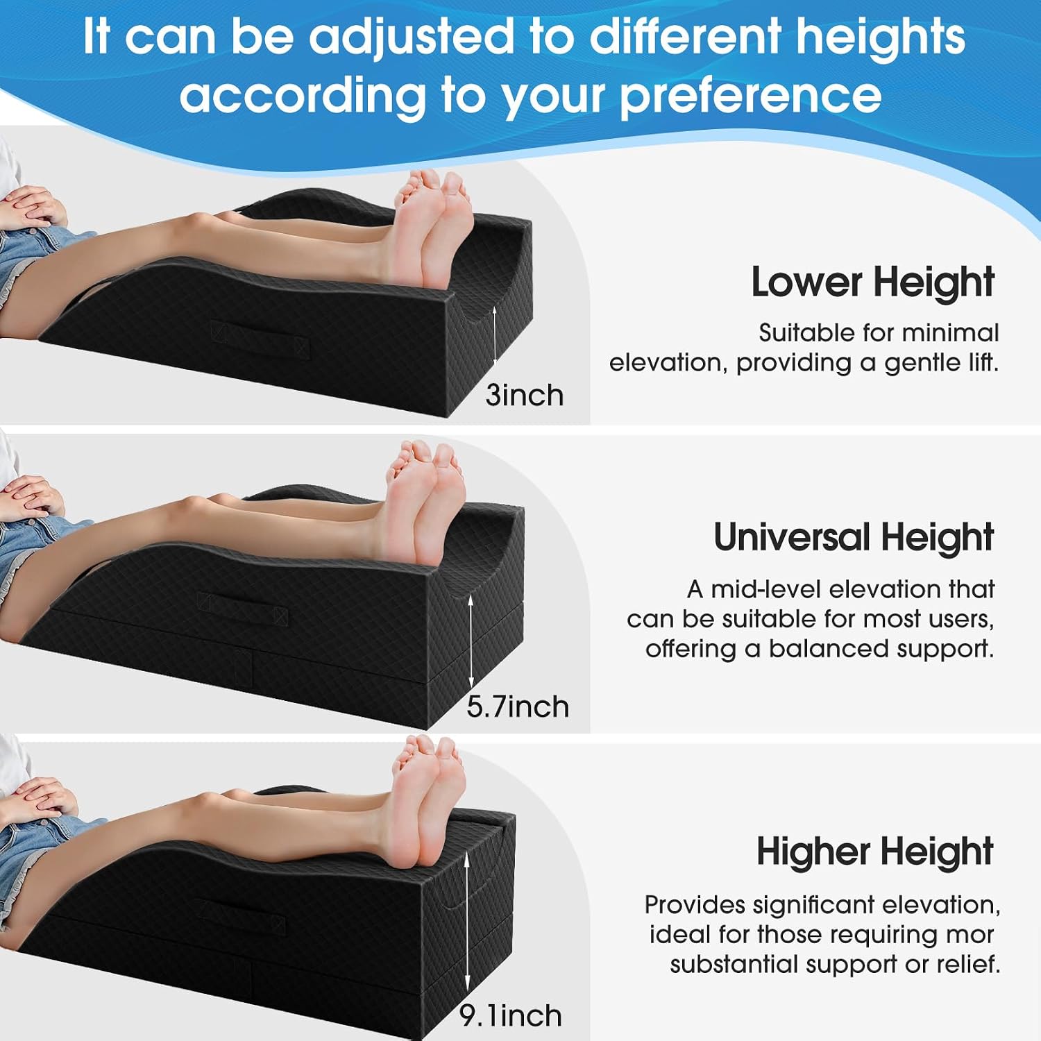 TranquilRelax TranquilRelax Leg Pillow, Leg Elevation Pillow with Pad and Memory Foam, Height Adjustable Bolster Pillow for Legs, Le…