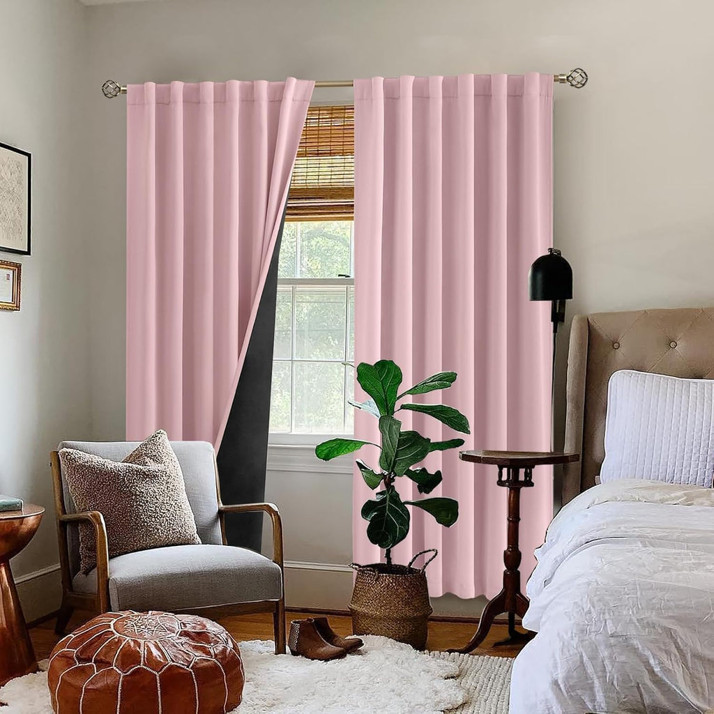 BGment Full Blackout Curtains with Thermal Insulation Liner Curtains 84 Inches Long, Rod Pocket and Back Tab Double Layer Room Darkening…
