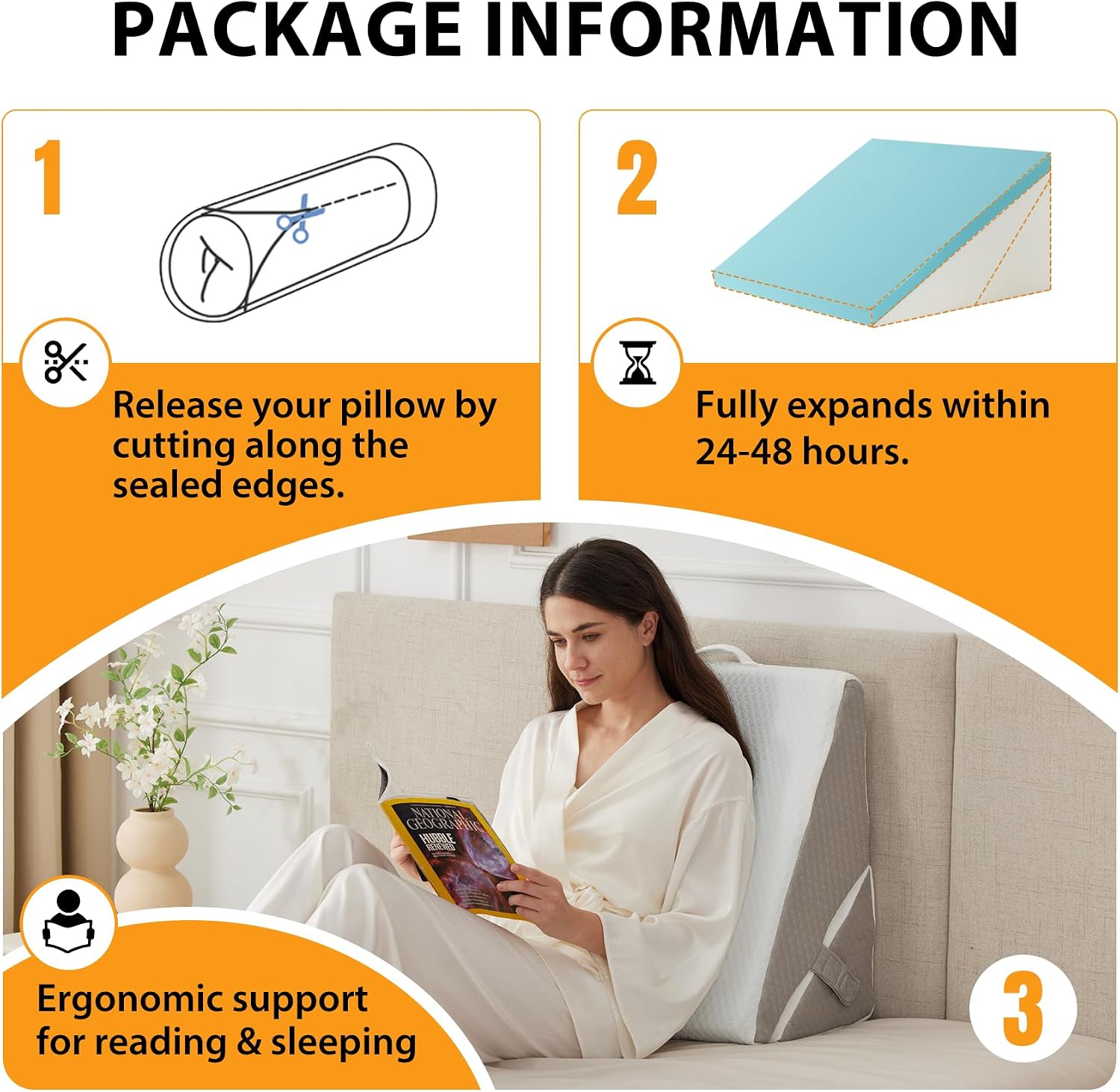 Ruqmuis Bed Wedge Pillow for Sleeping, 9&12 Inch Adjustable Wedge Pillow Set for After Surgery, Triangle Pillow for Back, Leg Support, Aci…