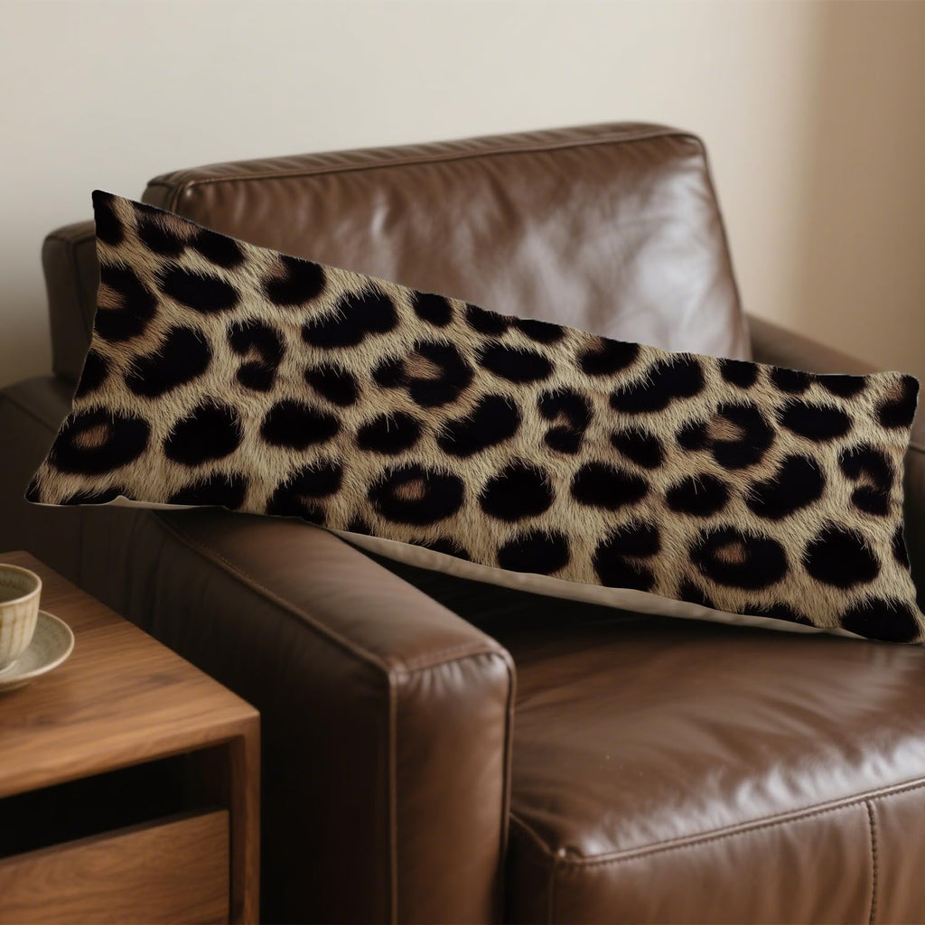 Brown and Black Leopard Print 20x54 Body Pillow Cover, Cheetah Print Room Decor, Trendy Wild Animal Print Decorative Long Body Pillow…