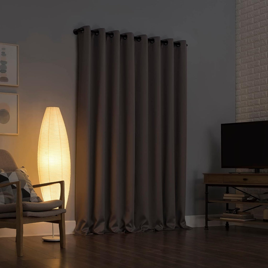 Sun Zero Nordic 2-Pack Theater Grade Noise Reducing Extreme 100% Blackout Grommet Curtain Panel Pair, 52" x 54, Silver Gray