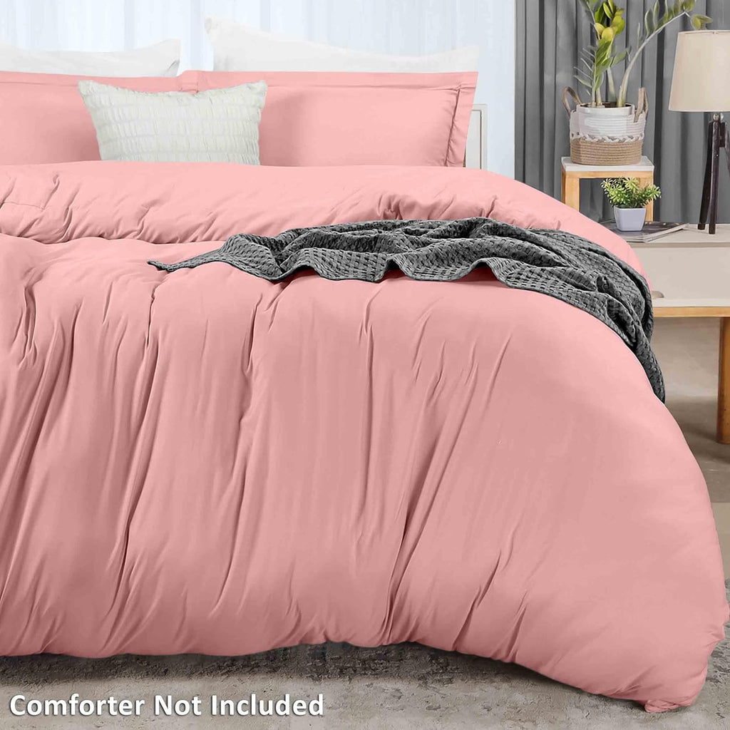 Utopia Bedding Duvet Cover Queen Size - 3 Piece with Zipper Closure - 1 Comforter Cover 90X90 Inches & 2 Pillow Shams 20X26 Inches (Pink)…