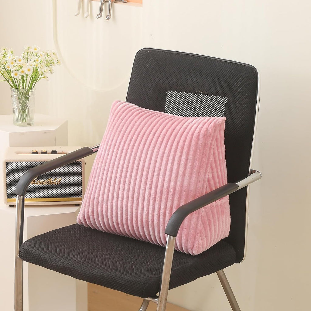 Corduroy Wedge Reading Pillow for Bed, 3 Sizes, 4 Colors for Bed, Sofa, Office Chair (Pink, Small 16 * 14 * 7in)