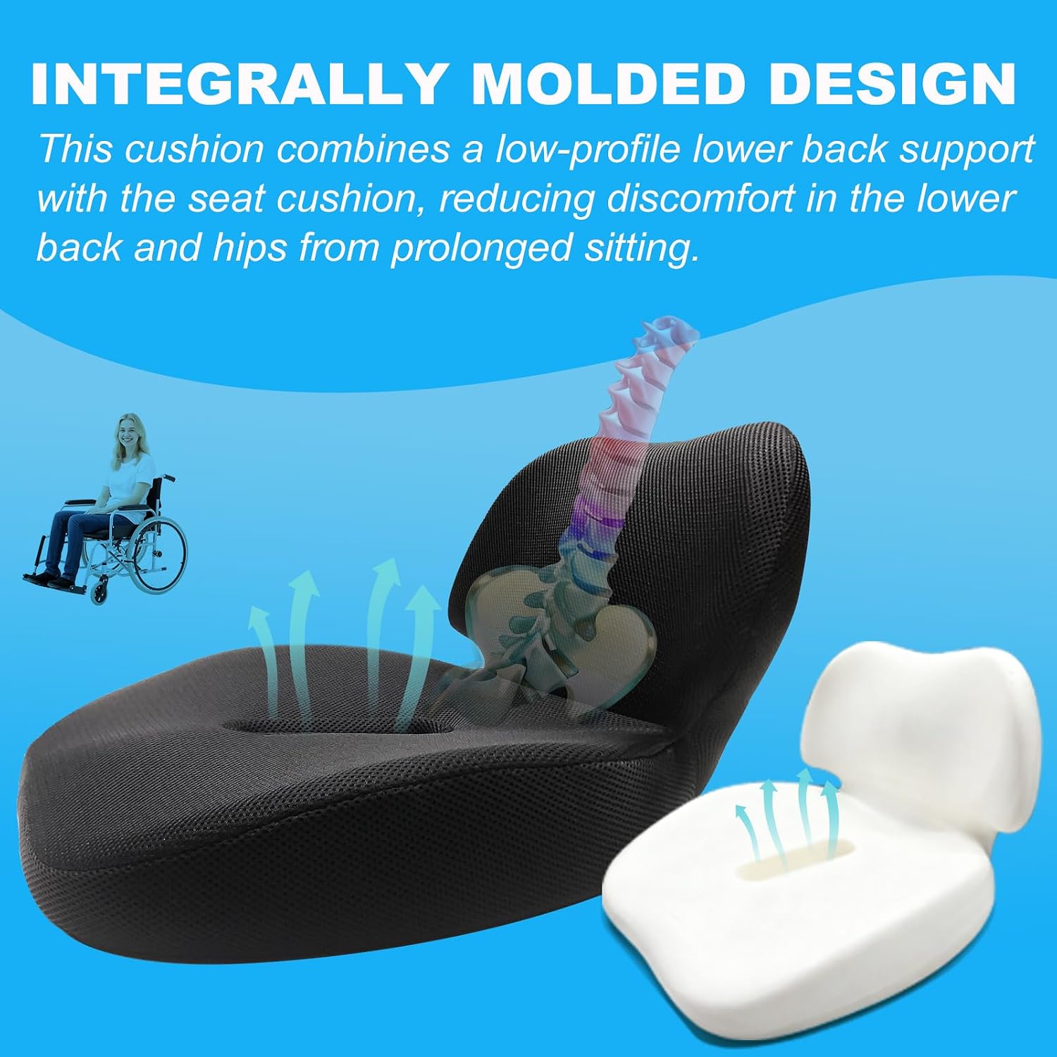 Memory Foam Seat Cushion for Office Chair, Wheelchair Cushions, Hemorrhoid Pillow, Lower Back Support, Bed Sore Cushions for Butt, Cushion…