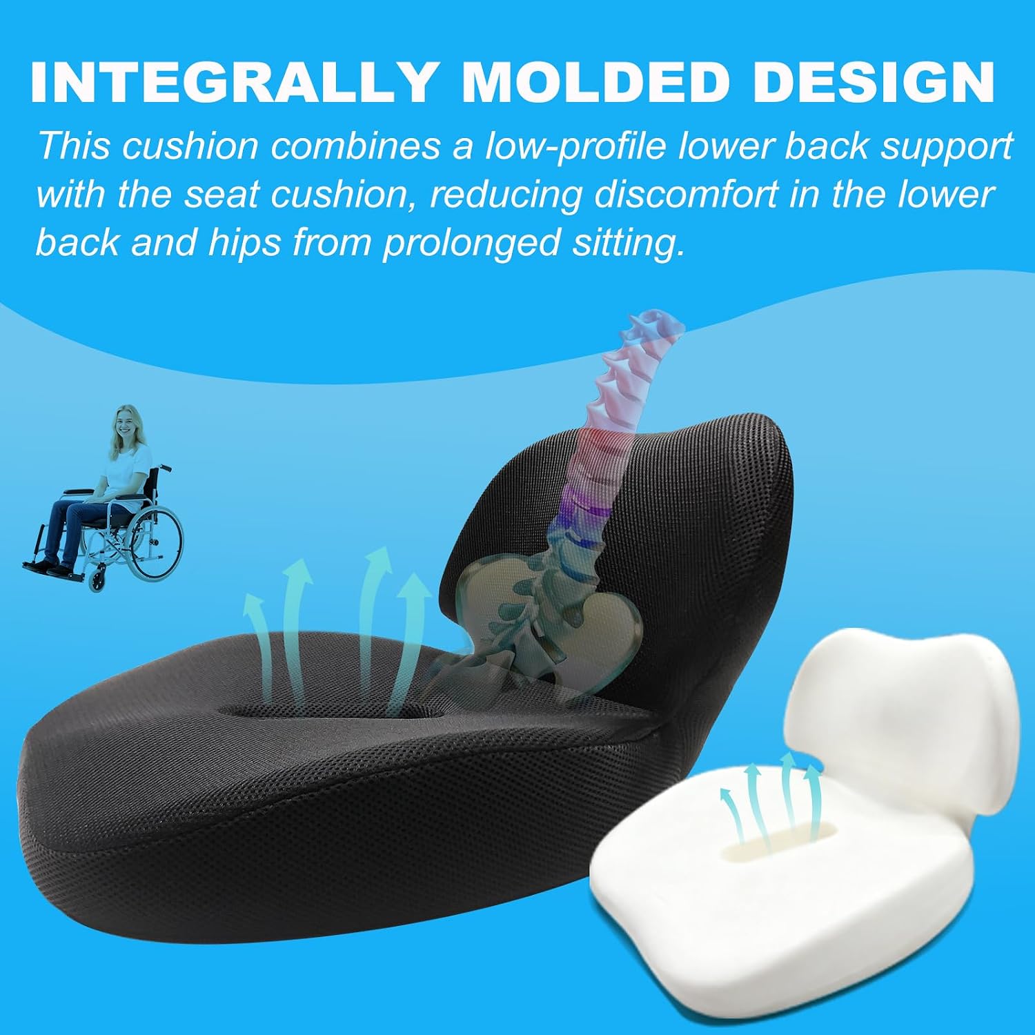 Memory Foam Seat Cushion for Office Chair, Wheelchair Cushions, Hemorrhoid Pillow, Lower Back Support, Bed Sore Cushions for Butt, Cushion…