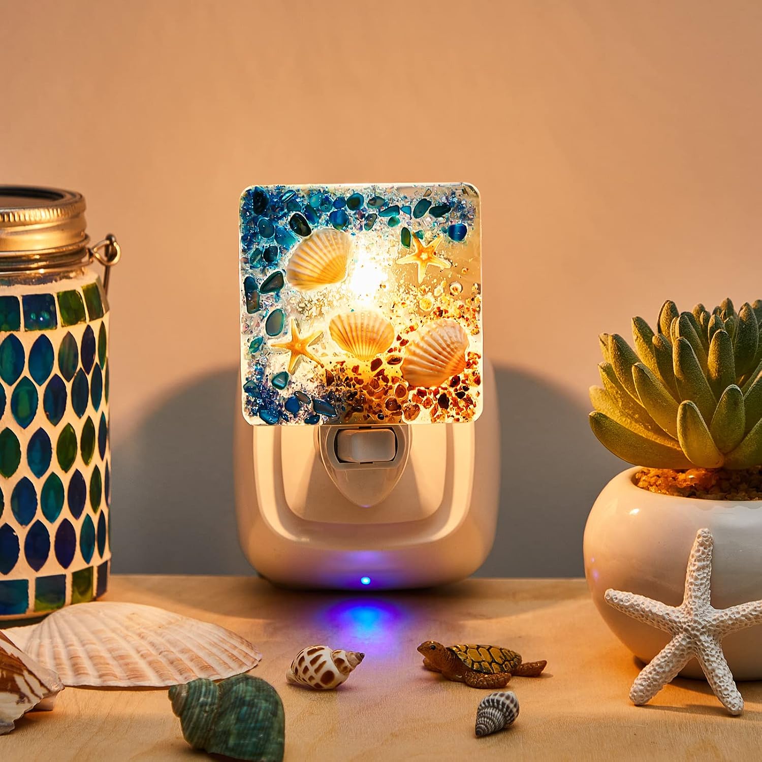 Hortsun Plug in Seashell Night Light Ocean Sea Animal Decorative Night Light Plug in Beach Lamps Vintage Ocean Lamps for Adult for Home…