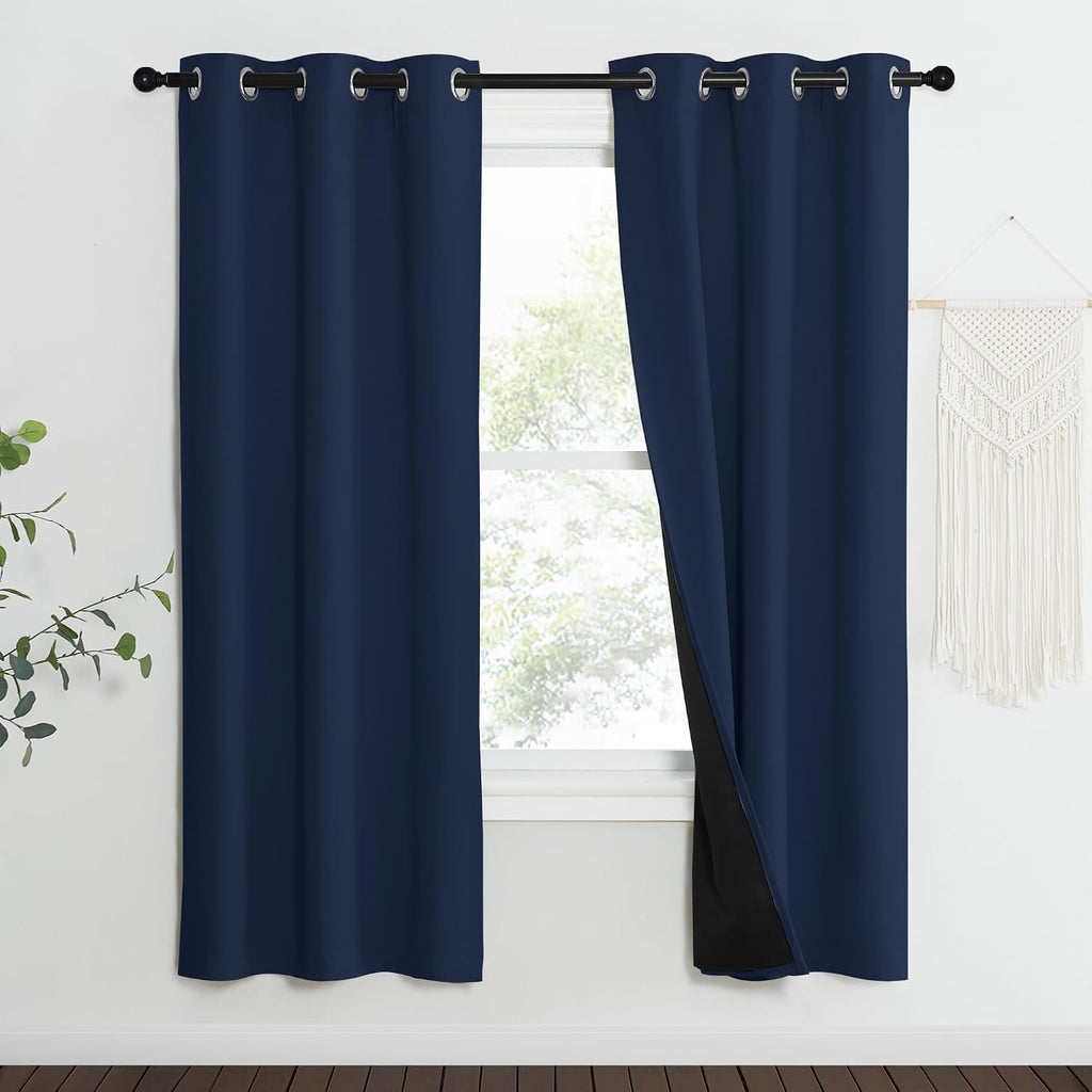 Nicetown 100% Blackout Curtain Set, Thermal Insulated & Energy Efficiency Window Draperies for Guest Room, Full Shading Panels for Shift Wo…
