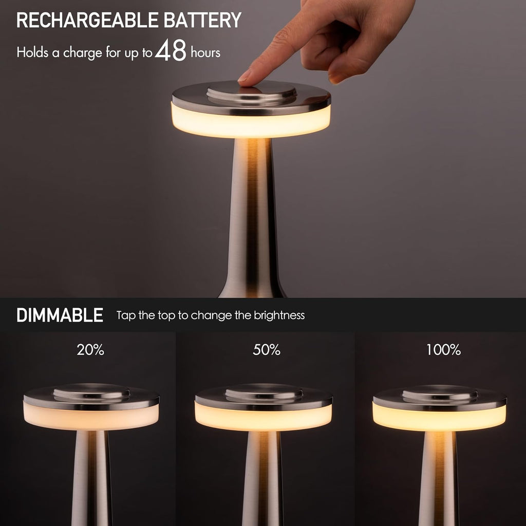 O’Bright Portable LED Table Lamp with Touch Sensor, 3-Levels Brightness, Rechargeable Battery Up to 48 Hours Usage, Night Light for Kids…