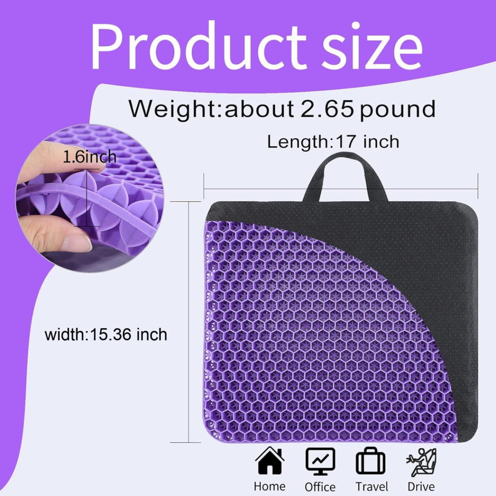 Fzitiy Gel Seat Cushion, for Long Sitting -Double Thick Gel Seat Cushion Breathable Honeycomb Chair Cushion with Non-Slip Cover for Office…