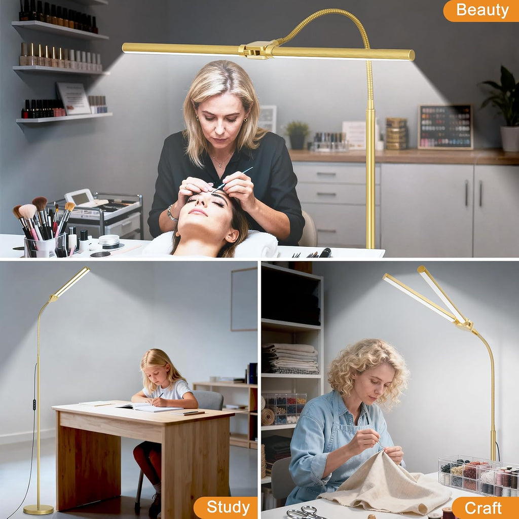 Gold Floor Lamp, 18W/2000LM Bright LED Floor Lamp for Living Room Office, Adjustable Gooseneck Dimmable Standing Task Lamp for Reading…