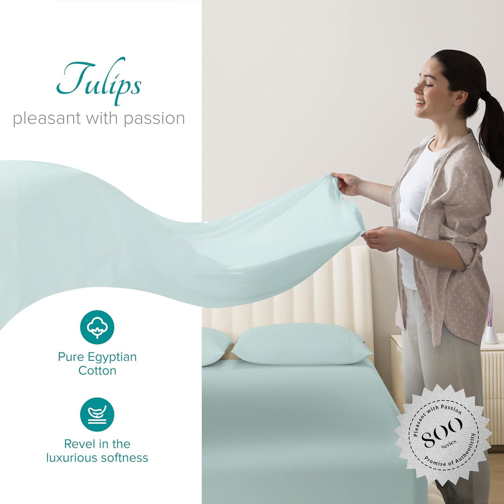 CarressaLinen Carressa Linen 800TC Egyptian Cotton Twin Bed Linen Set - Seafoam Green, 3Pc Deep Pocket, Soft Cooling Sheets 18 inches Cotto…