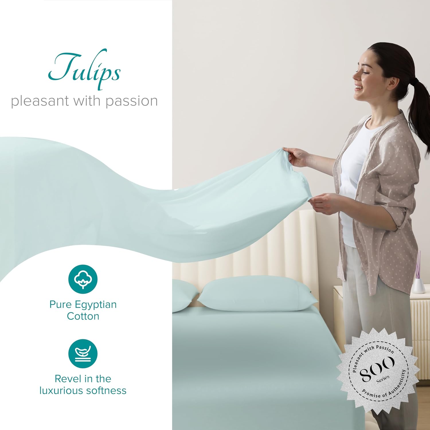 CarressaLinen Carressa Linen 800TC Egyptian Cotton Twin Bed Linen Set - Seafoam Green, 3Pc Deep Pocket, Soft Cooling Sheets 18 inches Cotto…