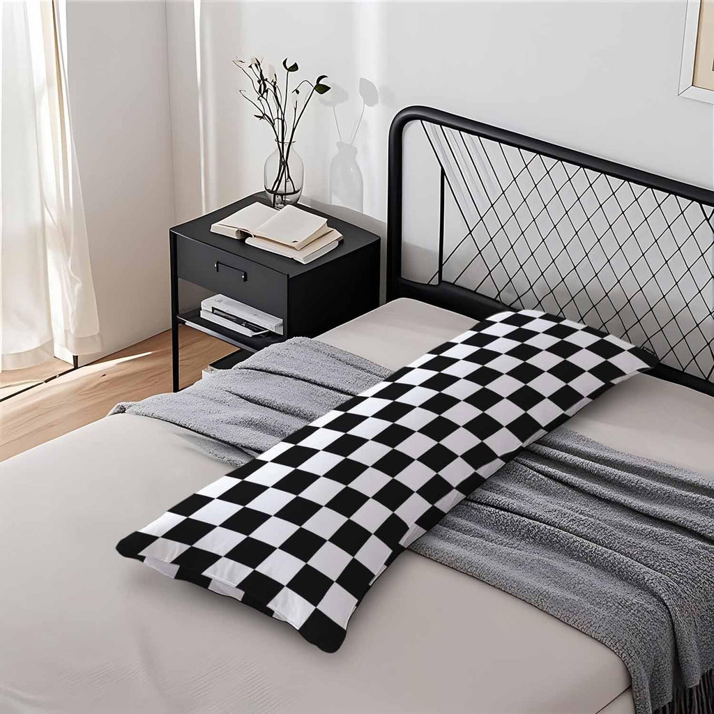 Checkerboard Rectangle Body Pillow Covers Checkered Black White 20"X54" Couch Body Pillow Pillowcase Decorative Home Body Pillows Bed…