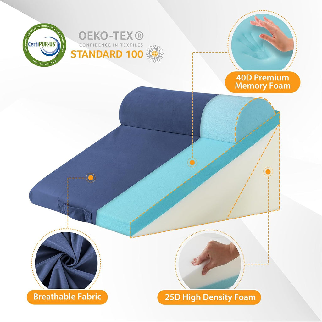 Ruqmuis 3PCS Wedge Pillow Set for After Surgery, Adjustable 9&12 Inch Bed Wedge Pillow for Sleeping, Incline Pillow Wedge for Headboard, Po…