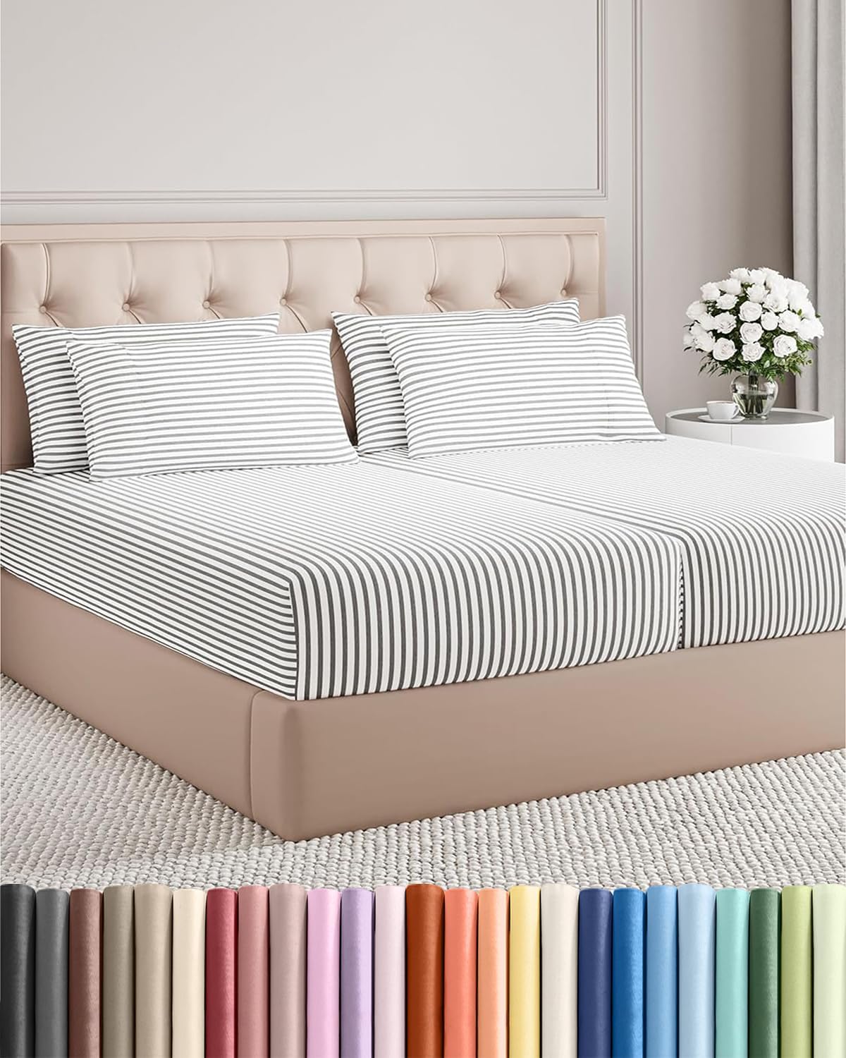 Split King 7 Piece Sheet Set - Comfy, Breathable & Cooling - Hotel Luxury Bedding for Women, Men, Kids, Teens and Children - 1 Flat & 2…