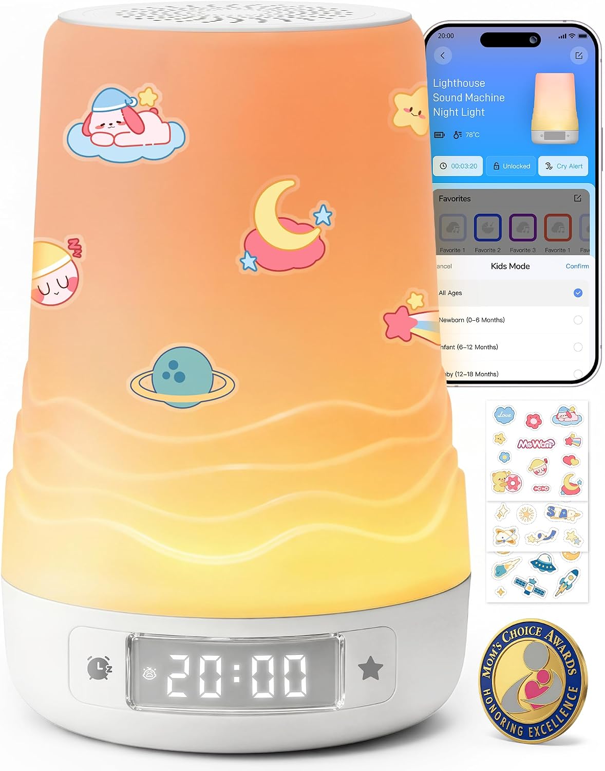 Mewaii White Noise Sound Machine Baby & Adult, 360° RGB Night Light, AI Cry Detection, App Control, 100 Soothing Sounds, Sleep Routine Buil…