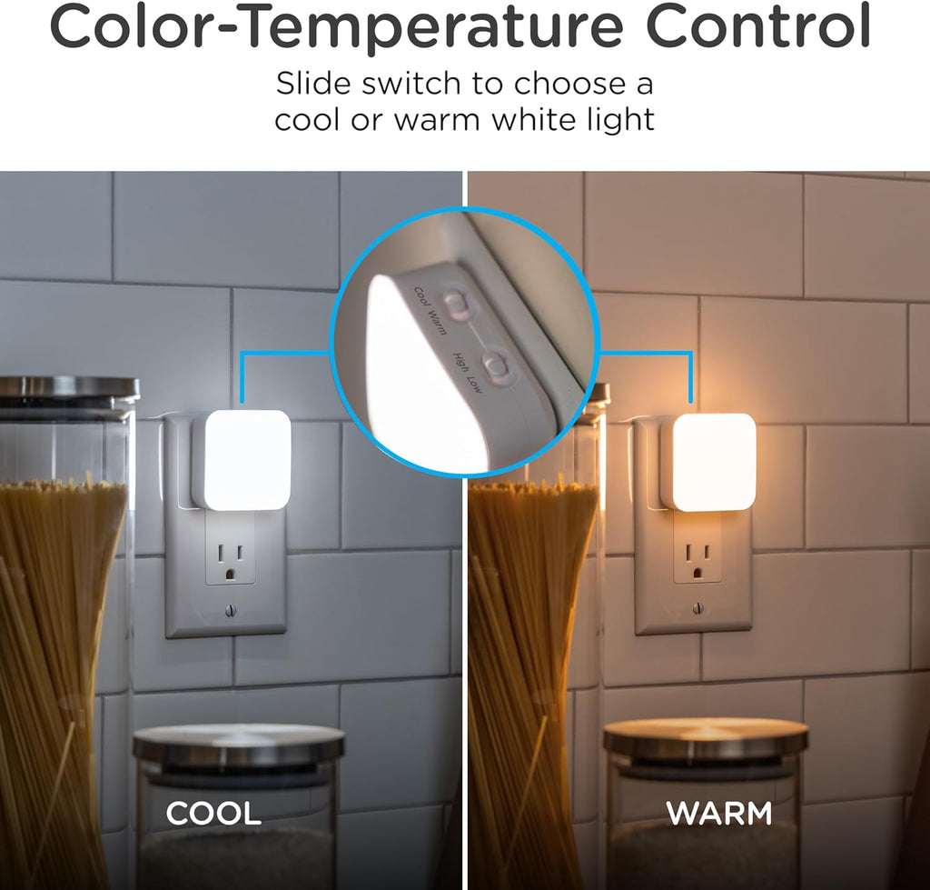 Lights by Night Dimmable LED Night Light, Plug-in, Dusk to Dawn Sensor, Adjustable, Compact, 4 Settings, Ambient Lighting, for Kids or…