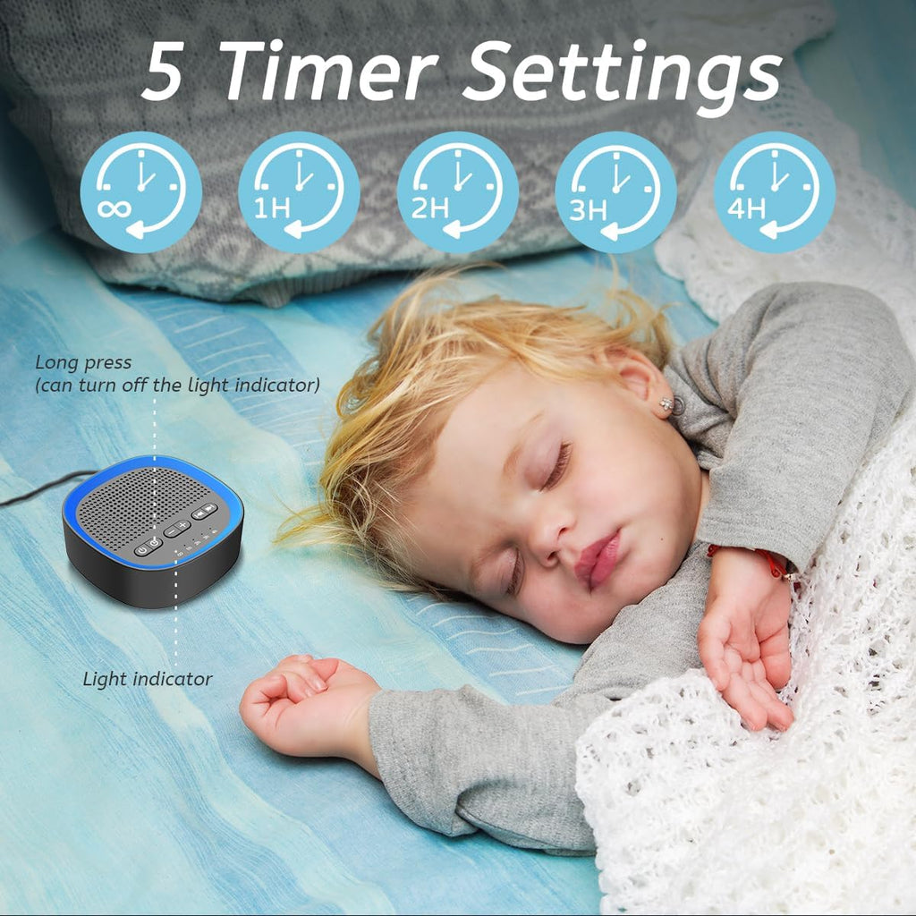 Sleep White Noise Sound Machines with 30 Soothing Sounds 3.5 mm Headphone Jack 5 Timer Settings 32 Precise Volume Memory Function Compact…