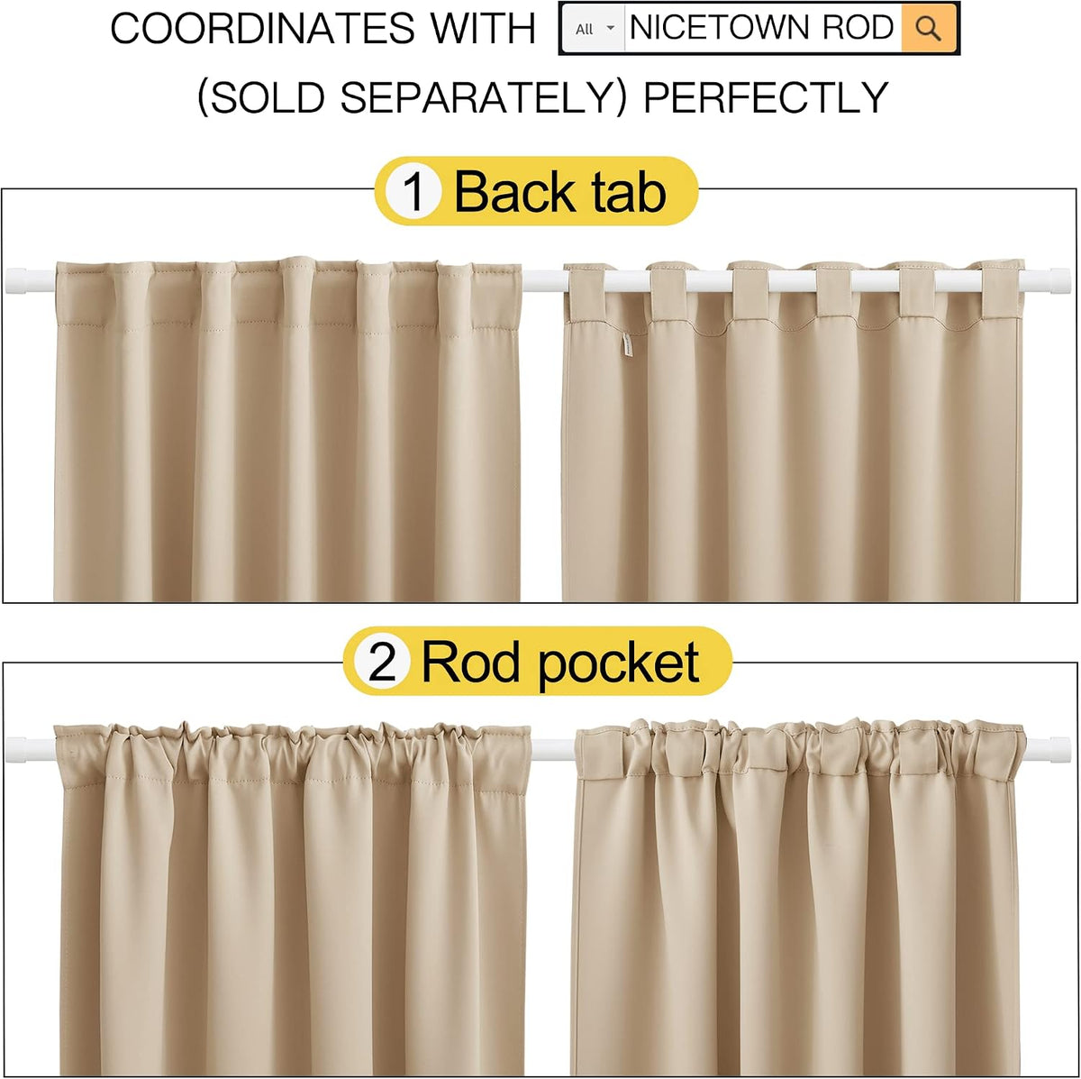 Nicetown Window Treatment Elegant Curtains - (Biscotti Beige Color) 70 X 84, 1 Pair, Room Darkening Curtains and Drapes for Bedroom