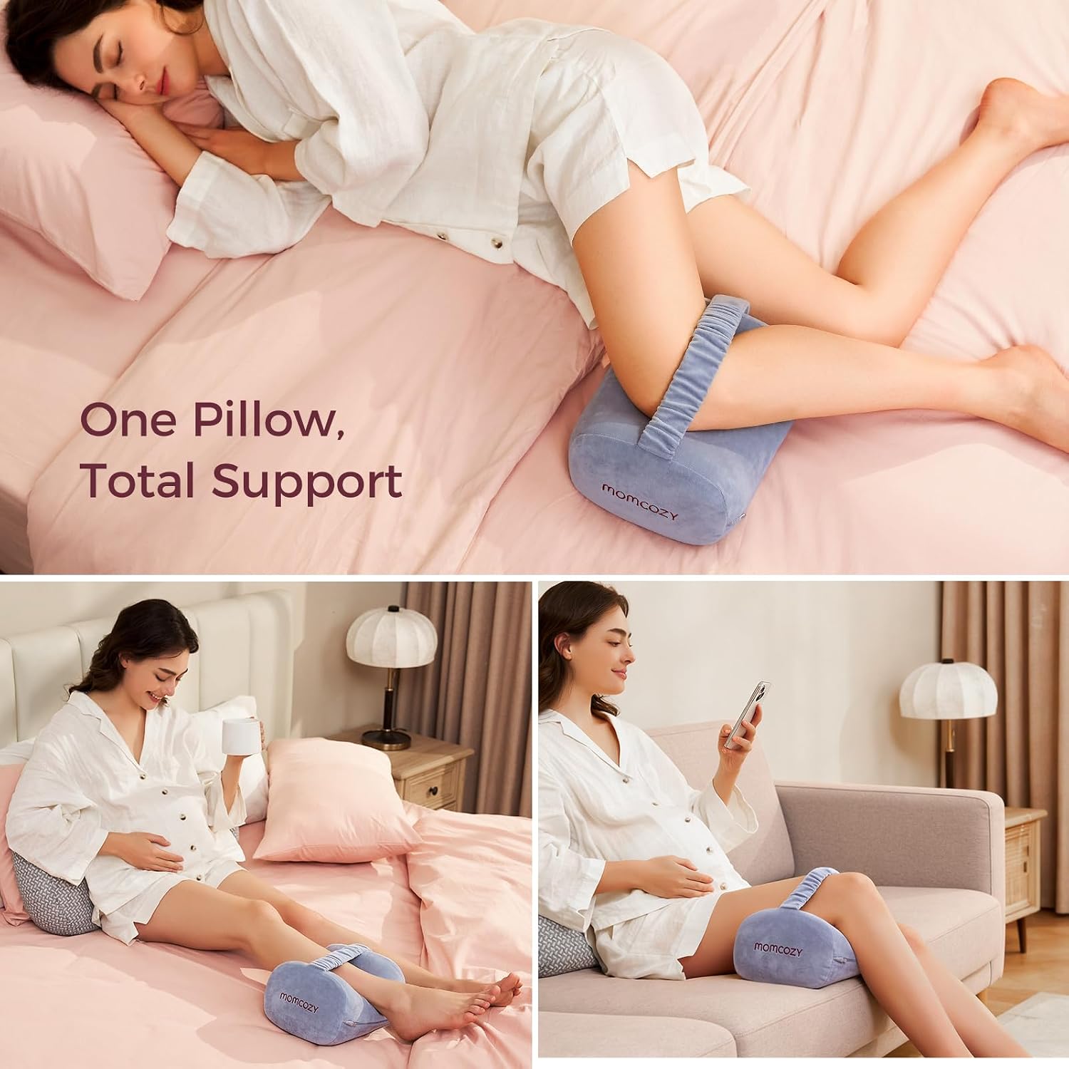 Momcozy Knee Pillow for Side Sleepers, Soft Memory Foam & Pinch-Free Design, Relieve Knee, Leg and Sciatica Pain, Adjustable Elastic Strap…