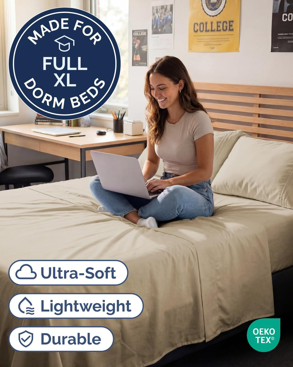 CGKUnlimited Full XL Bed Sheet - 4 Piece Full XL Bed Sheets Set - Ultra-Soft, Comfy, Breathable & Cooling - Hotel Luxury Bedding for Women…