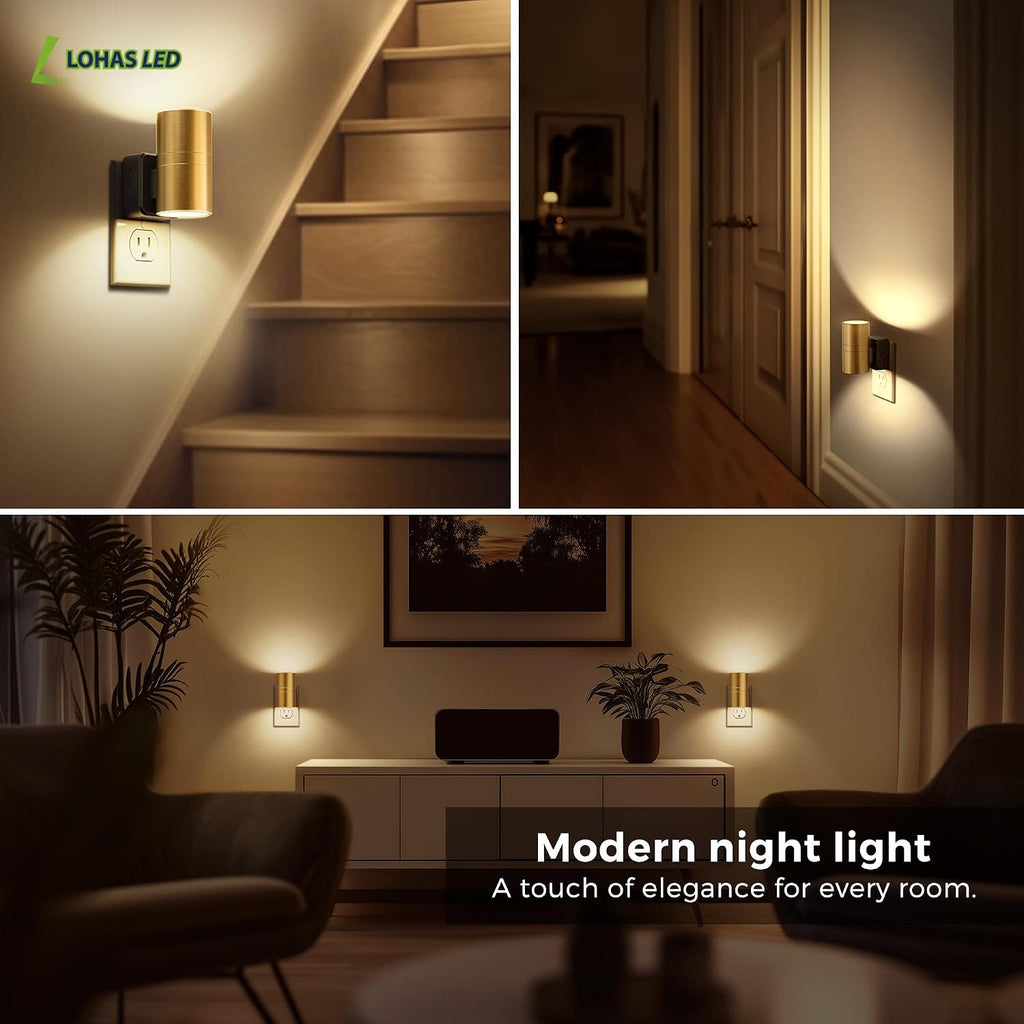Llohasled L LOHAS LED Night Light, Dimmable Night Lights Plug into Wall, 2 Pack Automatic Nightlight with Light Sensor, 3000K Soft White 0-1…