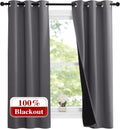 Nicetown 100% Blackout Short Curtains with Black Liners, Solid Thermal Insulated Full Blackout 2-Layer Lined Drapes, Energy Efficiency Wind…