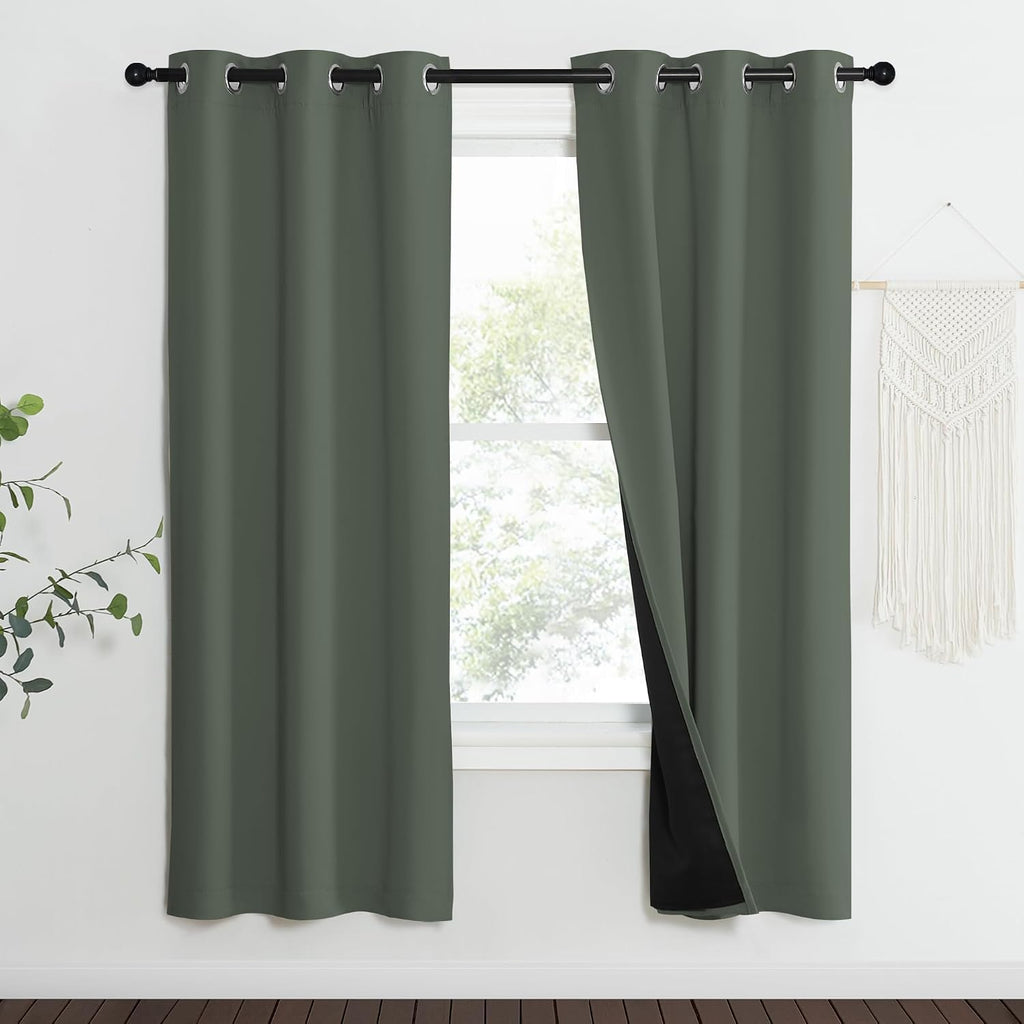 Nicetown 100% Blackout Curtains 70" Long, Pair of Energy Smart & Noise Blocking Out Drapes for Baby Room Window, Thermal Insulated Guest Ro…