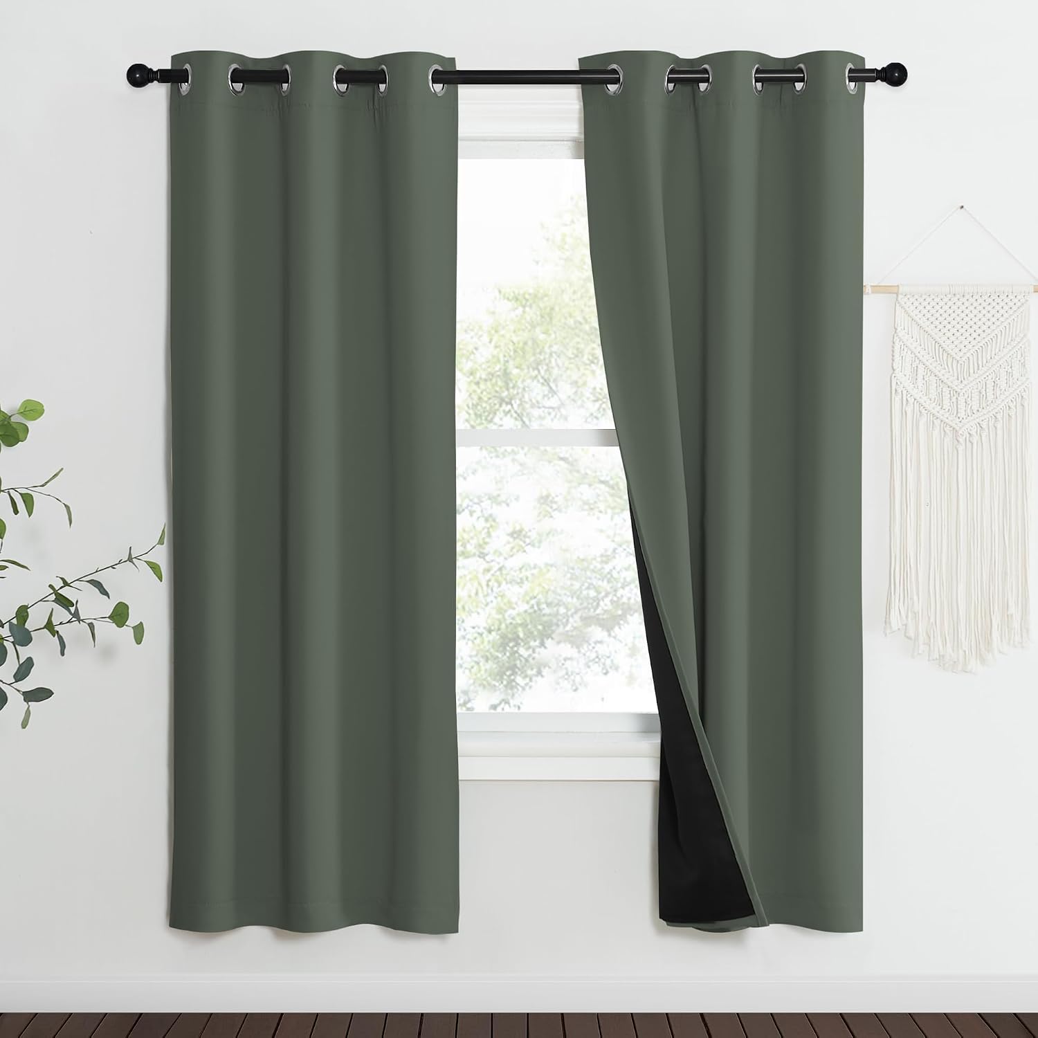 Nicetown 100% Blackout Curtains 70" Long, Pair of Energy Smart & Noise Blocking Out Drapes for Baby Room Window, Thermal Insulated Guest Ro…