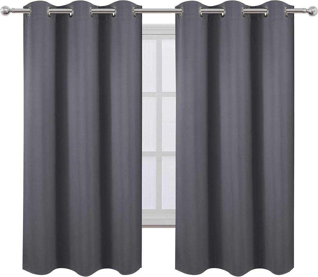 LEMOMO Grey Thermal Blackout Curtains/42 x 63 Inch/Set of 2 Panels Room Darkening Curtains for Bedroom