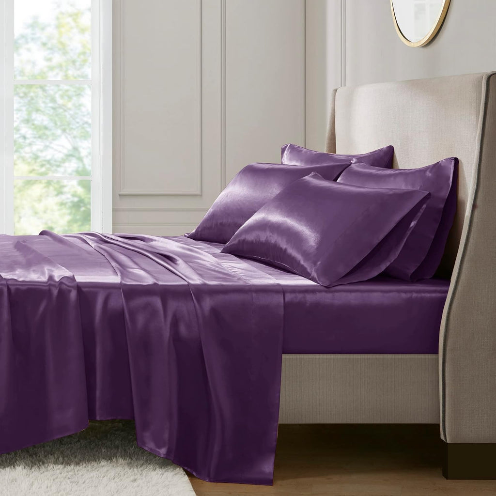 Madisonpark Madison Park Essentials Satin Sheet Set Luxury and Silky with Natural Sheen, Elastic 14" Pocket fits up to 16" Mattress, All Ar…