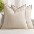 Set of 2 Decorative 100% Cotton Waffle Euro Sham Pillow Covers 26x26, Neutral Throw Pillows Weave European Cushion Cases for Couch Sofa…