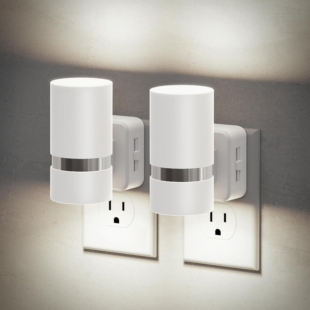 JandCase Night Lights Plug into Wall, Automatic Night Light with Dusk to Dawn, 2 Pack 5000K Daylight 0-100LM Dimmable Plug in LED…