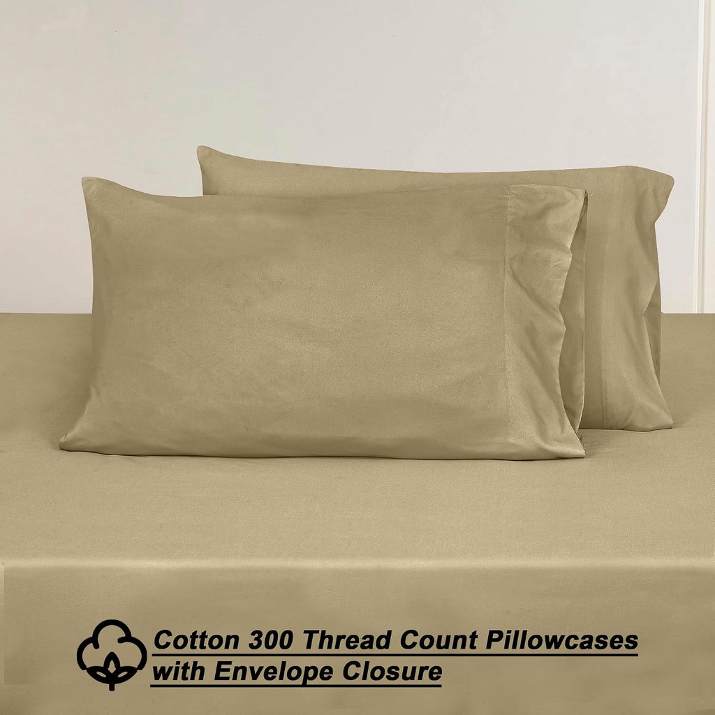 Royalelinens ROYALE LINENS 300 Thread Count 100% Long Staple Combed Cotton Sheet Set - 4 Piece King Bed Sheets - 1 Fitted, 1 Flat & 2 Pillo…