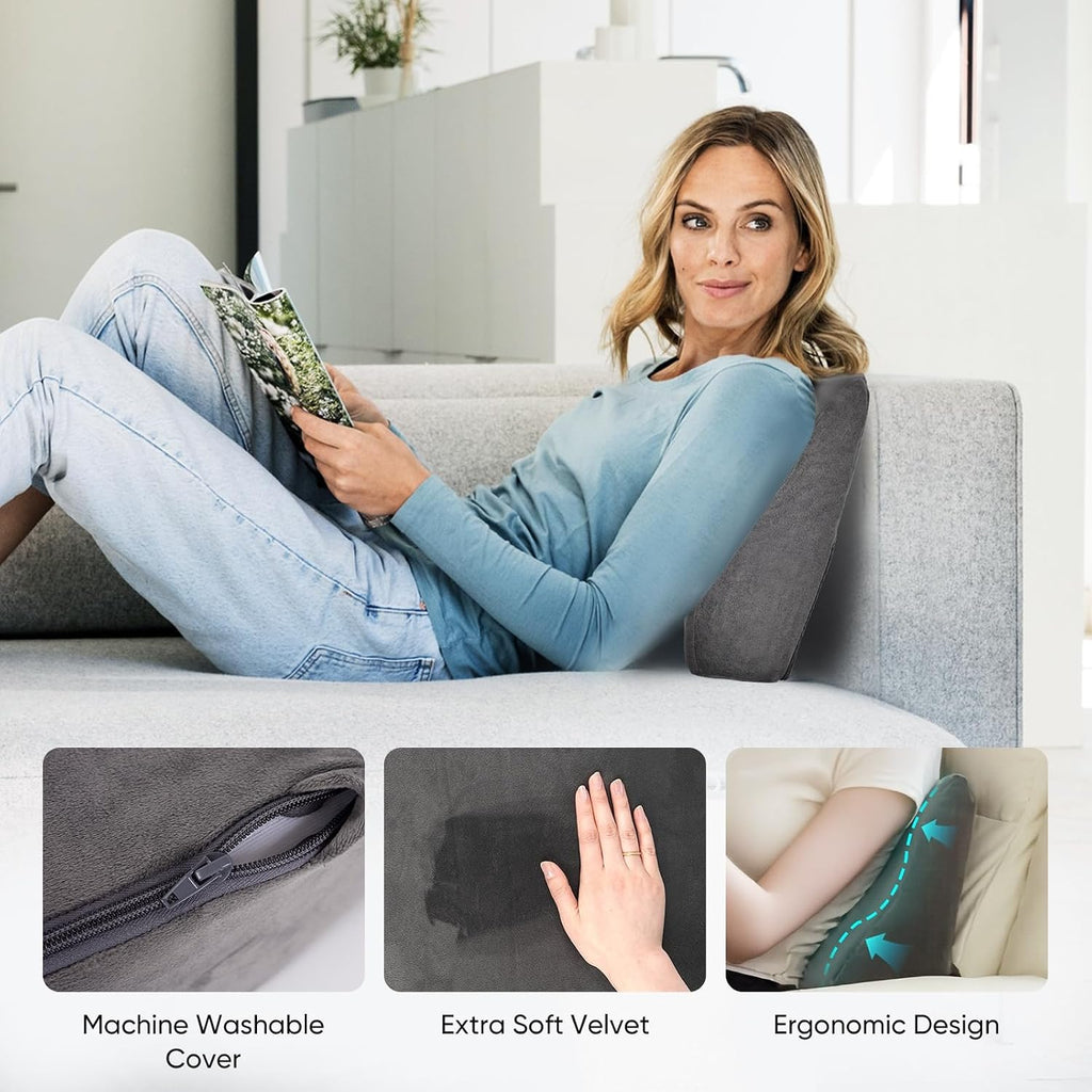 Ahuawa Lumbar Support Pillow for Recliner Chair and Couch, Memory Foam Back Cushion Ergonomic Back Support Pillow for Lower Back, with Sof…