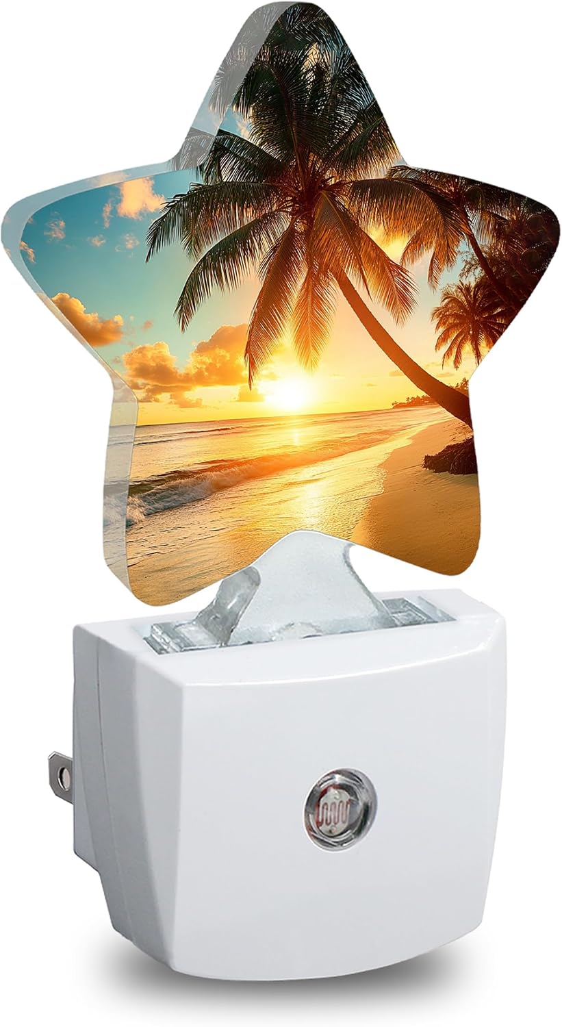 Sunset Beach Plug in Star Night Light, Night Light with Sensor for Kids Nursery Bedroom, Decorative Soft Glow Lamp for Hallway Bathroom…