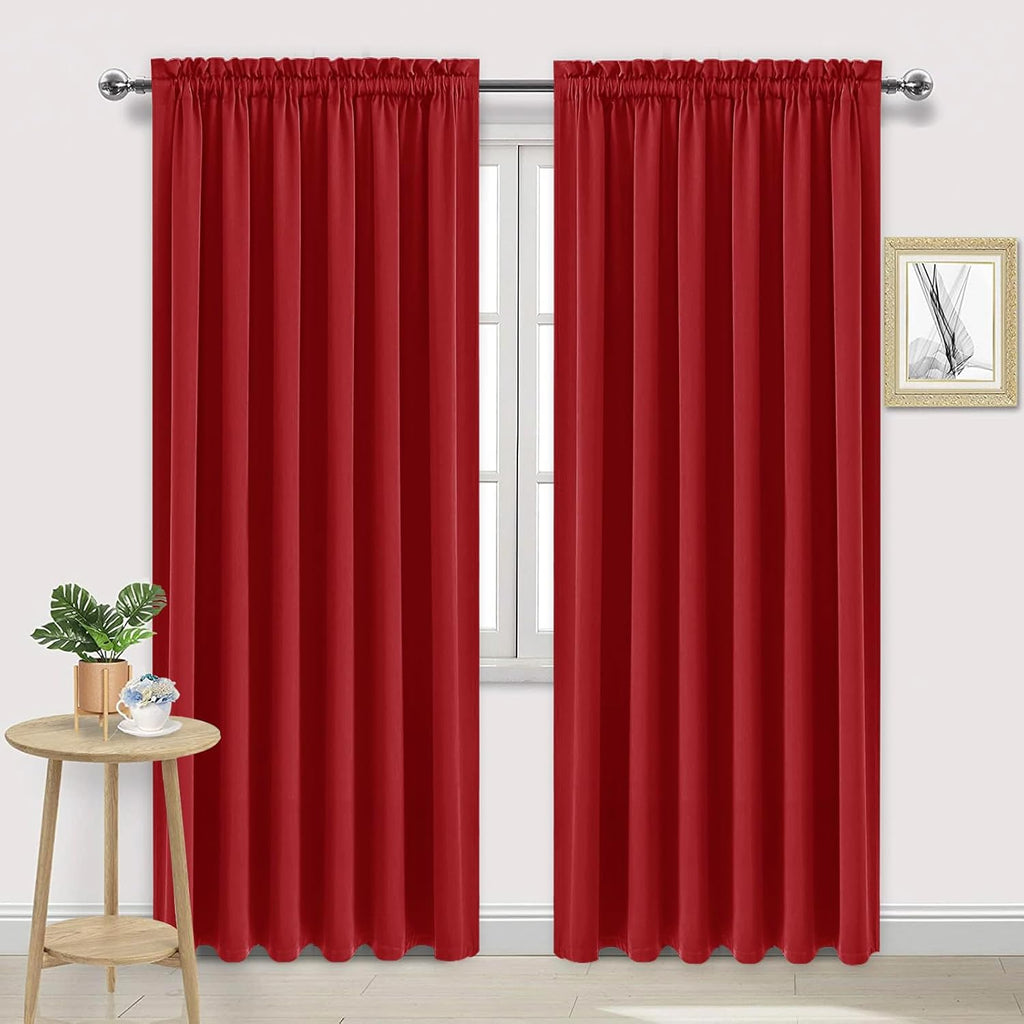 DWCN Blackout Curtains for Living Room Thermal Insulated, Energy Saving & Noise Reducing Bedroom Curtains, Red, W 70x L 84 Inch, Set of 2…
