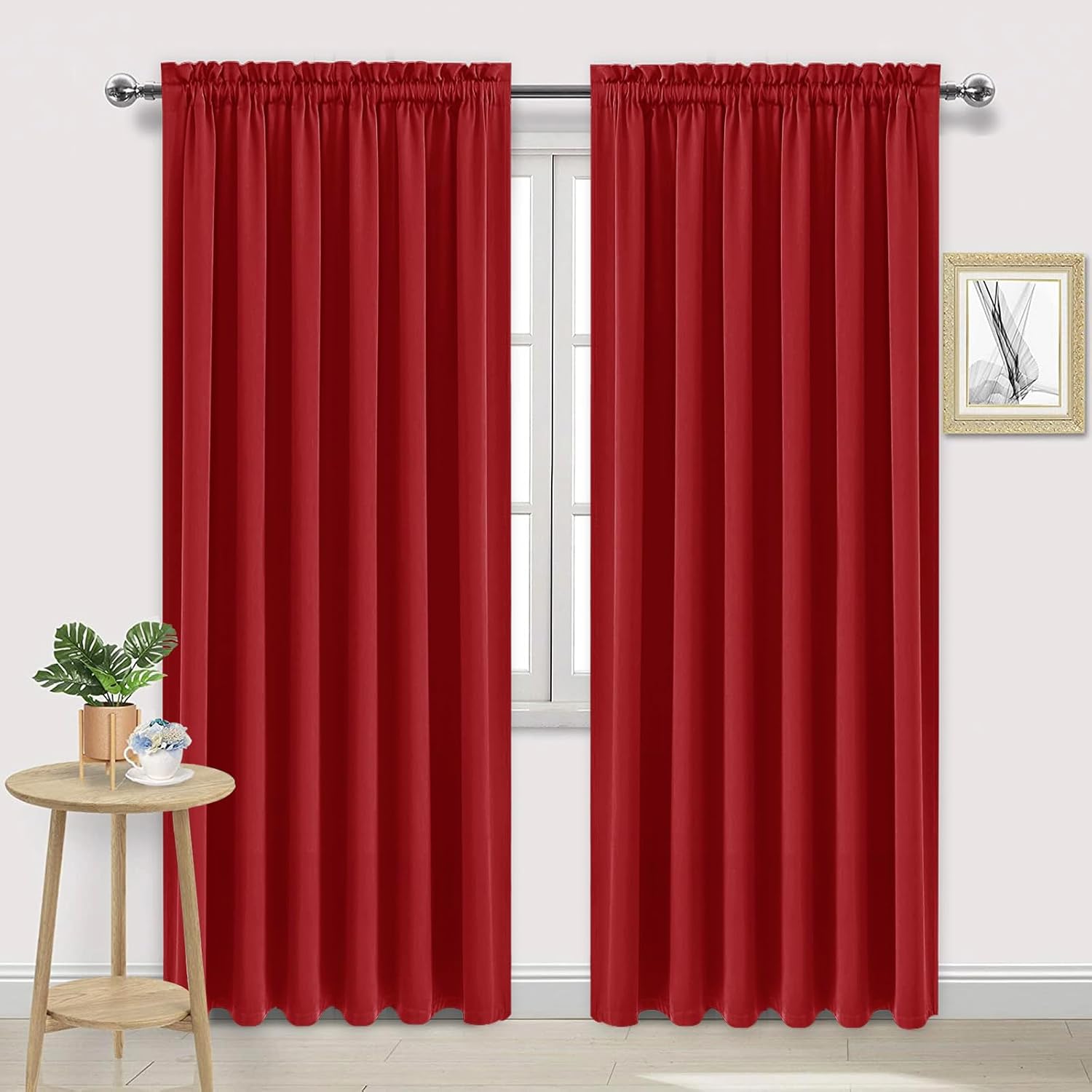 DWCN Blackout Curtains for Living Room Thermal Insulated, Energy Saving & Noise Reducing Bedroom Curtains, Red, W 70x L 84 Inch, Set of 2…