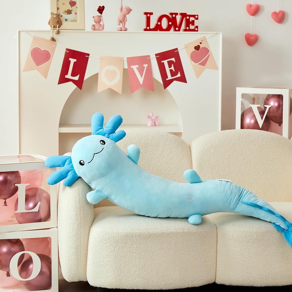 MaoGoLan Giant Axolotl Plush Body Pillow, Big Axolotl Stuffed Animal, XL Salamander Plush Pillow Toy for Kids, Glow in The Dark…