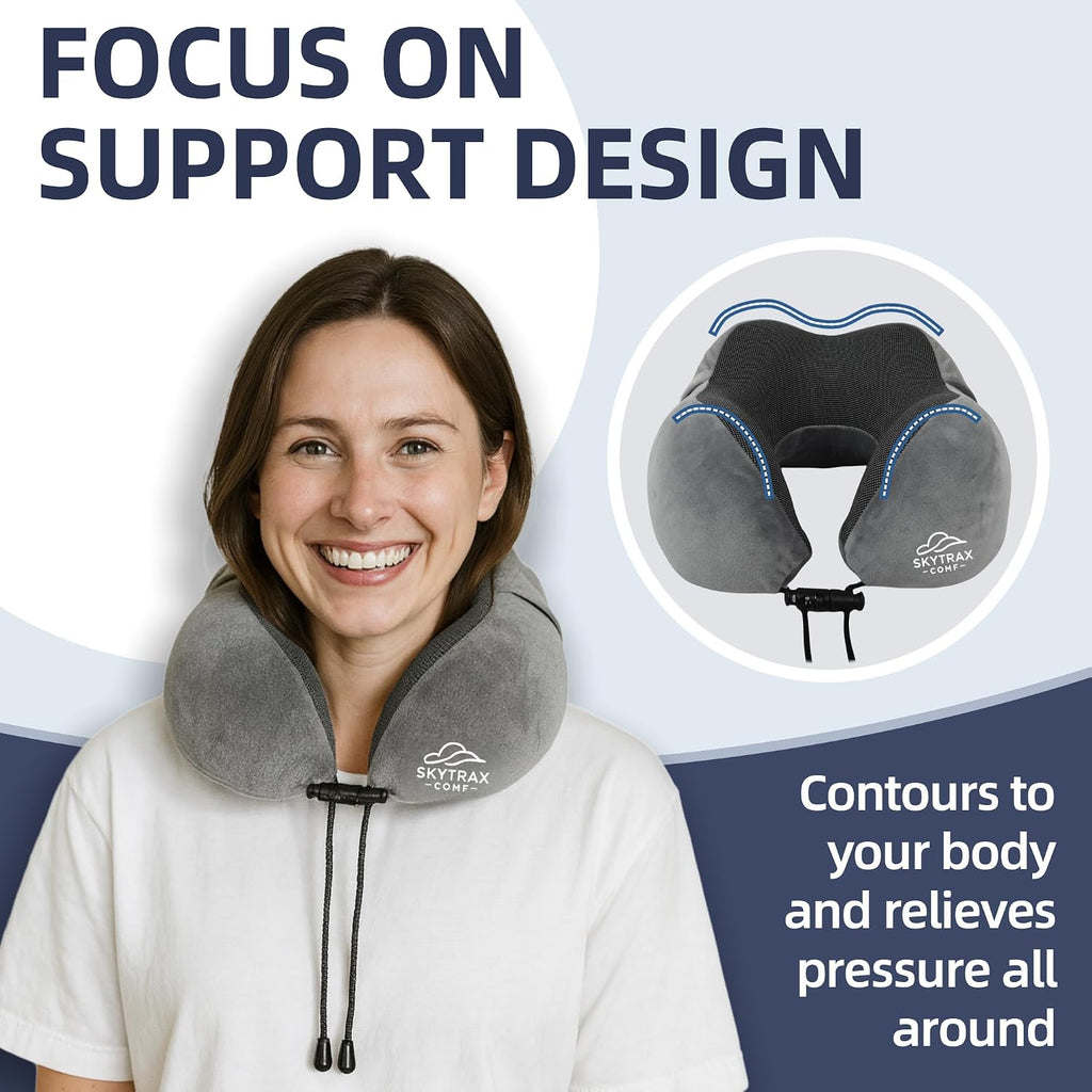 Travel Pillow with Extra Large Hood for Airplane Long Flights Privacy and Comfort Memory Foam with Velvet Cover for Road Trip Head&Neck…