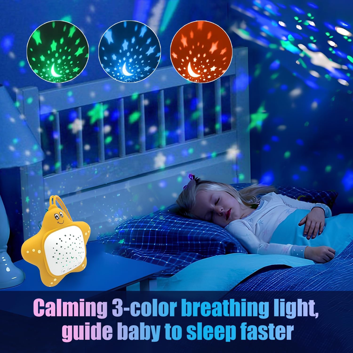 Junificent Portable White Noise Machine for Baby | Music Lullaby Sound Machine with Star Projector for Nursery, Home, Travel | Gi…