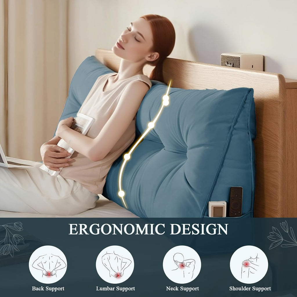 DANGHOOGY Headboard Pillow Queen, Large Triangular Wedge Headboard Pillow for Reading and Resting, Backrest Positioning Support Pillow…