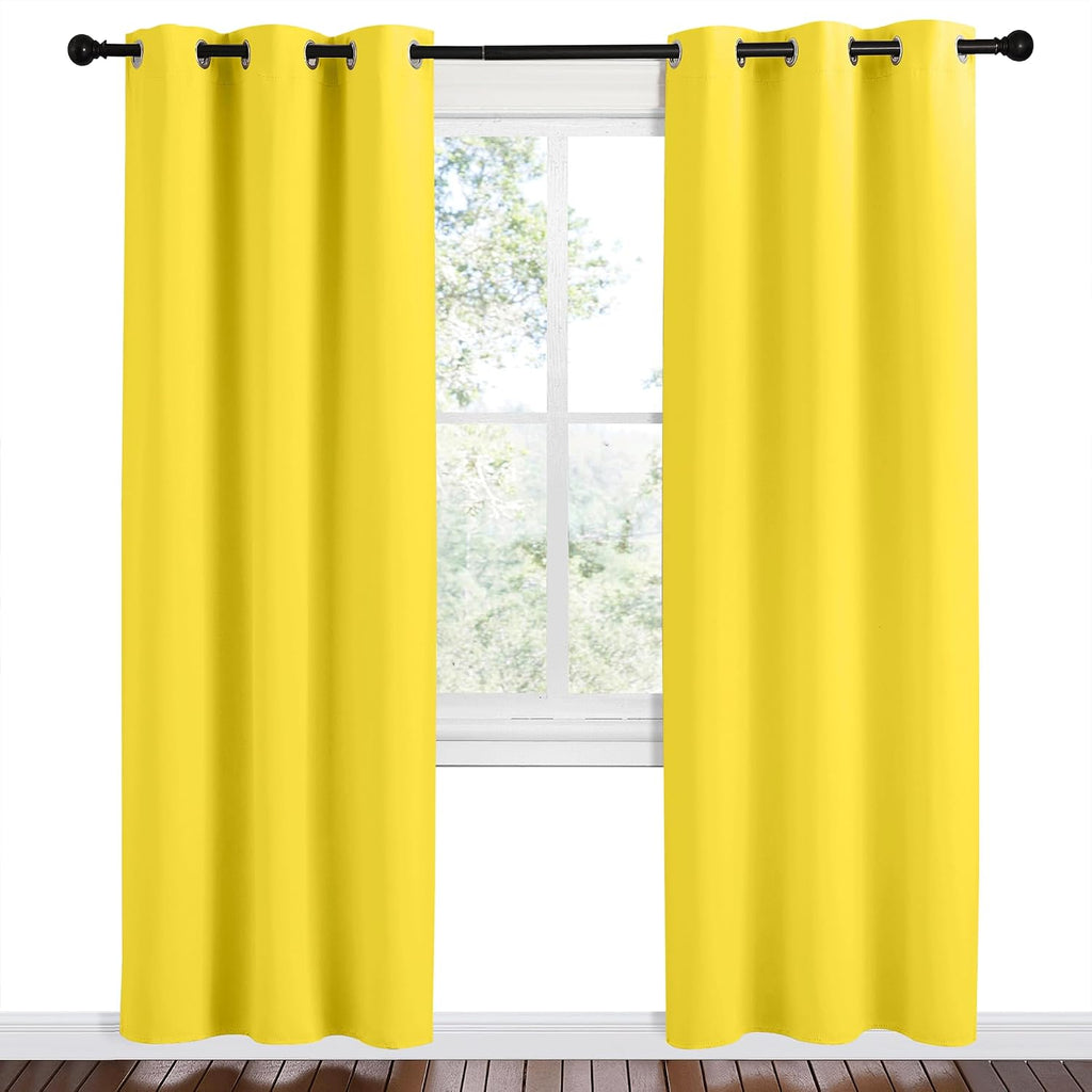 NICETOWN Bright Yellow Room Darkening Curtains for Kitchen, Set of 2, 42 inches Wide by 78 inches Long, Window Treatment Thermal…