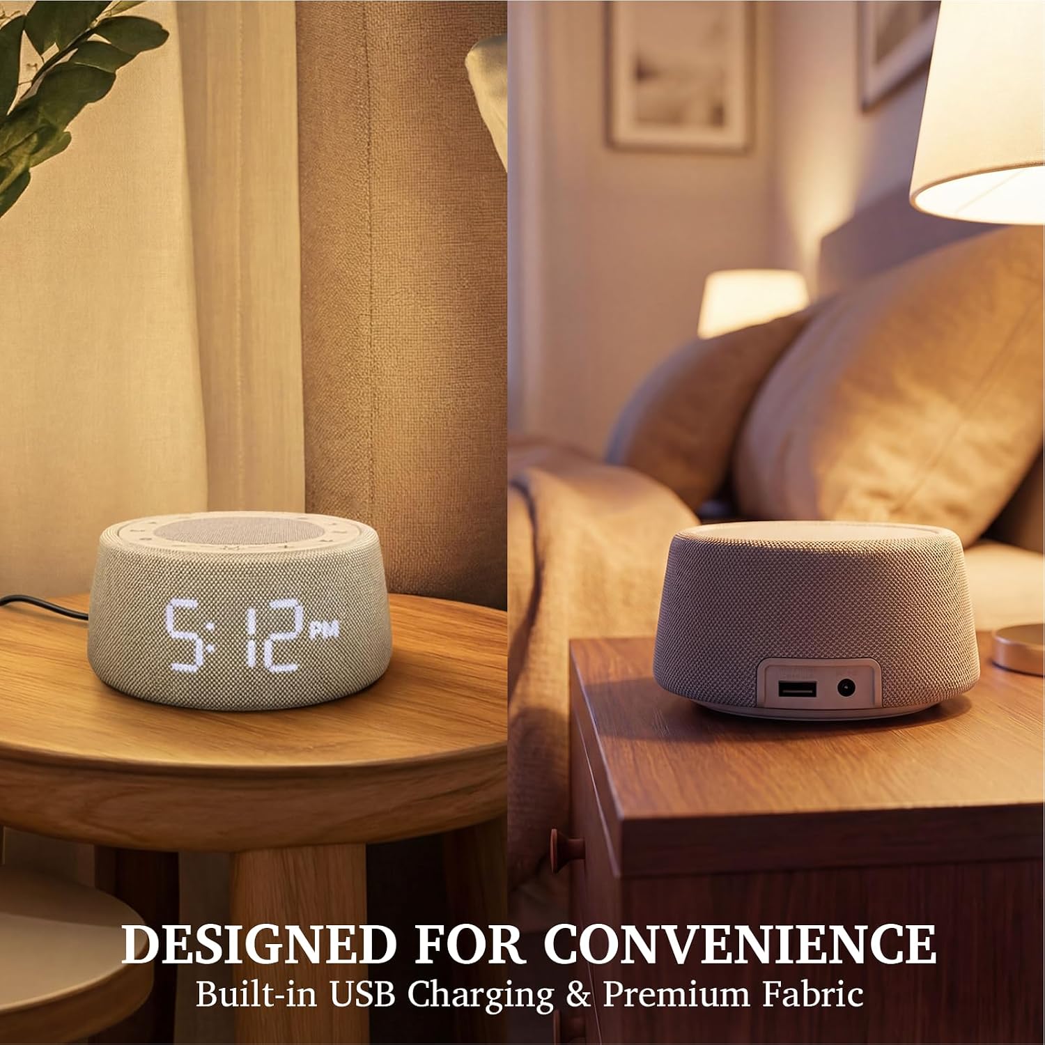 White Noise Alarm Clock for Bedroom, Bluetooth Speaker with Sleep Sounds & Ambient Night Light, Digital Bedside Clock for Adults & Heavy…
