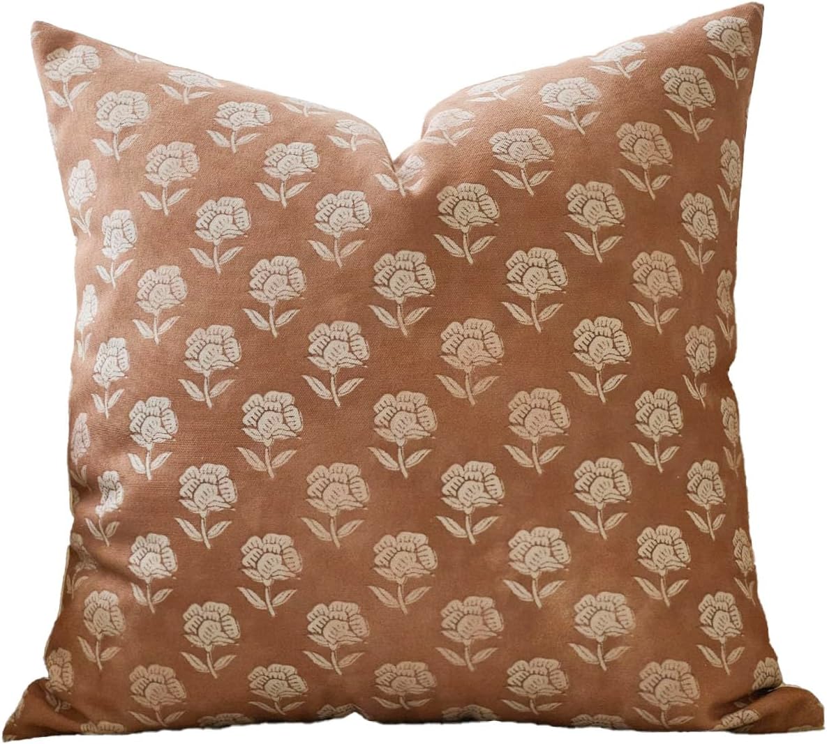 Domvitus Floral Pillow Covers 18x18 Throw Pillow Covers Decorative Block Floral Print Vintage Pillow Cover for Living Room Couch Bed, Brown…