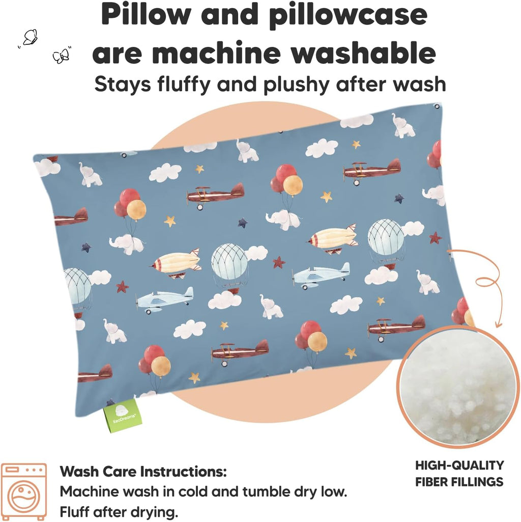 Toddler Pillow with Pillowcase - 13x18 My Little Dreamy Kids Travel Bed Pillows for Sleeping, Organic Cotton Small Pillowcase, Soft &…